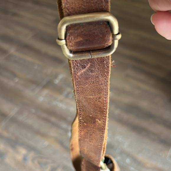 JOYN brown leather Crossbody shoulder Bag Purse Geometric print - Picture 8 of 12